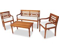Salon de jardin avec coussins 4 pcs bois de teck solide