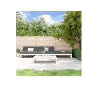 vidaXL Ensemble salon de jardin 4 pièces 3186138 – bois massif blanc avec coussins et table basse