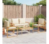 Salon de jardin avec coussins (4 pcs),CLARENCE® Table de Balcon et chaises de jardin, mélange beige résine tressée 75x38x32cm C77393
