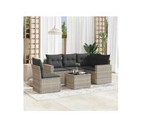 vidaXL Ensemble de salon de jardin 6 pièces avec coussins gris clair Poly rotin