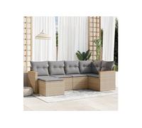 vidaXL Salon de Jardin avec Coussins 6 pcs, Canapés de Terrasse, Ensemble de Meubles de Patio, Mobilier d'Extérieur, Beige 3258580 Beige G