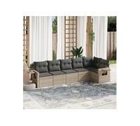 vidaXL Ensemble de salon de jardin 6 pièces avec coussins gris clair Poly rotin