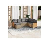 vidaXL Ensemble de salon de jardin 7 pièces en Poly Rattan avec coussins Beige