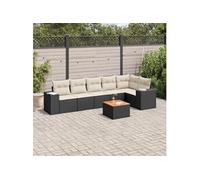 vidaXL Ensemble de salon de jardin 7 pièces avec coussins noir poly rotin