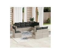 vidaXL Ensemble de jardin canapé 8 pièces avec coussins gris clair Poly rotin