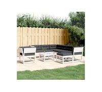 vidaXL Ensemble salon de jardin 8 pièces avec coussins blanc pin massif