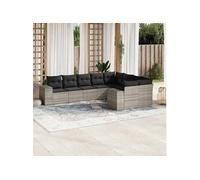 vidaXL Salon de Jardin avec Coussins 9 pcs, Canapés de Patio, Ensemble de Meubles, Mobilier de Terrasse Exterieur, Gris 3223041 Gris G