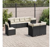 Salon de Jardin avec Coussins Canapés Patio 8 pcs Beige Résine Tressée vidaXL
