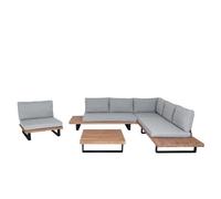 Salon De Jardin Avec Fauteuil Hwc-H54 Salon De Jardin Avec Canapé En Polybois D'acacia Filé Mvg Aluminium Marron Clair Revêtement Gris Clair 04_0008296 Multicolore