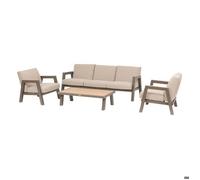 Salon de jardin AXIOME Beige Praline 5 places - Aluminium traité époxy, Texaline, Oléfine Hespéride