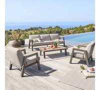 Salon de jardin AXIOME Beige Praline 5 places - Aluminium traité époxy, Texaline, Oléfine Hespéride
