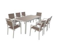 Happy Garden Salon de jardin Bari Textilène 8 places Aluminium Taupe