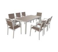 Salon de jardin bari en textilène taupe 8 places - aluminium taupe