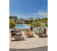 Salon de jardin bas 4 places en bois d' - marron