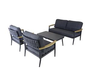 Salon de jardin bas 4 places Proloisirs Manon - Graphite