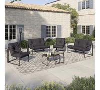 IDMarket - Salon de Jardin Bas Nairobi 6 Places en Acier Gris Anthracite
