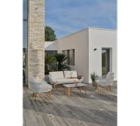 DCB Garden – Salon de jardin bas 5 places Cuzco – alu imitation bois & corde tissée – marron