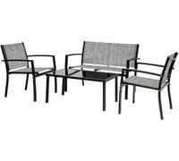 Salon de jardin bas "Lino" - 4 places - Gris
