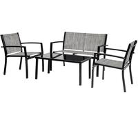Salon de jardin bas "Lino" - 4 places - Gris