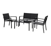 Salon de jardin bas "Lino" - 4 places - Noir