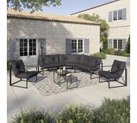 Salon De Jardin Bas Nairobi 8 Places Salon D'angle En Acier Gris Anthracite Gris