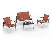 IDMarket - Salon de Jardin Bas TOLEDE 4 Places avec canapé, fauteuils et Table Terracotta