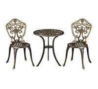 Salon de jardin bistrot 2 chaises + table ronde aluminium aspect fer forgé - élégant et résistant