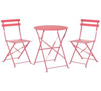 BELIANI Ensemble de meubles de balcon en métal rouge chaises doubles et table pliante meubles de jardin