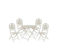 Salon de jardin bistrot table et 4 chaises en acier blanc cassé BIVIO