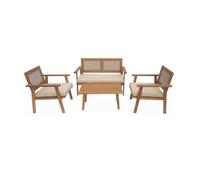 Alice's Garden - Salon de Jardin. Bohémia. cannage Rond. canapé 2 Places. 2 fauteuils. 1 Table Basse 117x64x74 cm