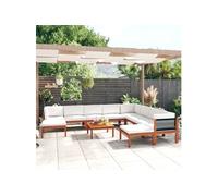 vidaXL Ensemble salon de jardin 11 pièces avec coussins Bois crème Acacia & corde