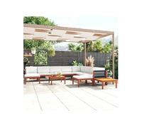 vidaXL Ensemble salon de jardin 12 pièces - bois acacia crème & corde - avec coussins