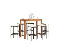 vidaXL Ensemble bar de jardin 7 pièces Bois massif acacia et poly rotin Brun