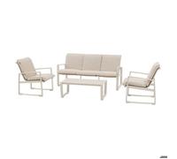Salon de jardin BOREANE Lin Argile 5 places - Aluminium traité époxy, Texaline, Polyester Hespéride