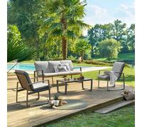 Salon de jardin BOREANE Noisette Café 5 places - Aluminium traité époxy, Texaline, Polyester Hespéride