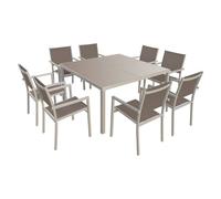 Salon de jardin cagliari en textilène taupe 8 places - aluminium taupe