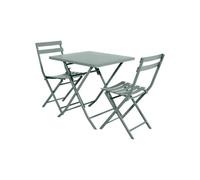 Salon De Jardin Carré En Métal Greensboro 70 X 70 Cm Olive Avec 2 Chaise - Hespéride Multicolore