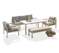 Ensemble repas de jardin 7 places en aluminium