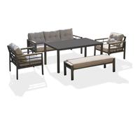 Salon de jardin CAYENNE 7 places en aluminium - GRIS ANTHRACITE