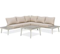 Salon de jardin d'angle 5 pl en alu et alu aspect boisé