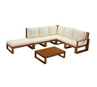 Salon de jardin d'angle 6-8 places en bois massif avec coussins déhoussables beige naturel SALSA