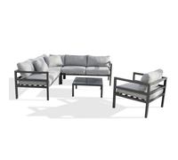 Salon de jardin d'angle 6 places en aluminium - Gris anthracite - BEAUBOURG