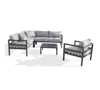 Salon de jardin d'angle 6 places en aluminium - Gris anthracite - BEAUBOURG