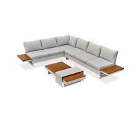 Salon de jardin d'angle 6 places - Gris clair - MINERA