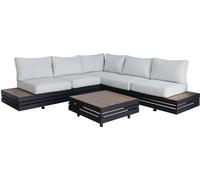 Salon de jardin d'angle en aluminium Rojaplast NEW YORK graphite
