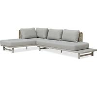 DCB Garden Salon de jardin d'angle Irun 6 places corde tissée et aluminium gris clair