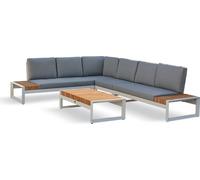 Salon de jardin d'angle en teck et aluminium