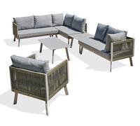 Salon de jardin d'angle MANOSQUE 7 places en aluminium gris DCB Garden