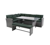 Concept Usine – Salon de jardin Moorea – 8 places, résine tressée anthracite, coussins verts