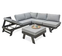 Salon de jardin d'angle NEWYORK 5/6 places en aluminium - GRIS ANTHRACITE